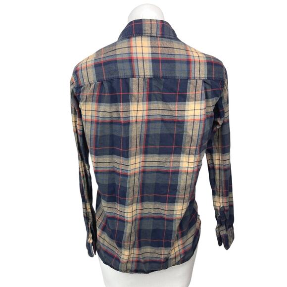 Uniqlo Women's Blue Multicolor Flannel Plaid Checkered Button Shirt Top Blouse S - Picture 2 of 5
